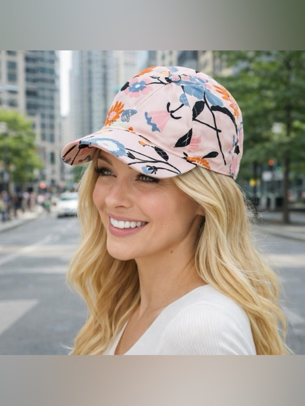 Kate Spade NY Baseball Cap Pearl Blush Pink Floral Embroidered Spade Poker Logo